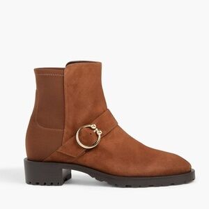 NEW STUART WEITZMAN Booties Luxering microstretch and suede ankle boots brown